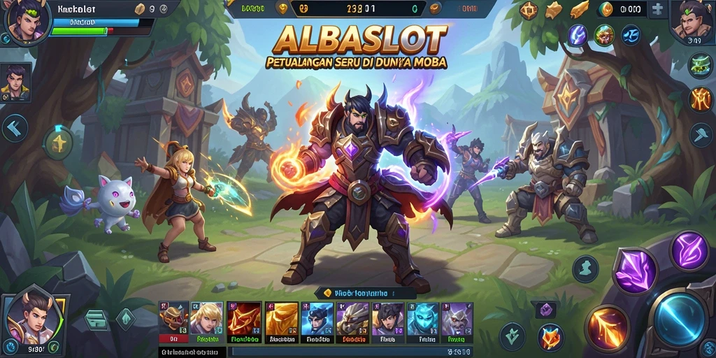 Screenshot menampilkan pertarungan seru dalam permainan MOBA ALBASLOT.