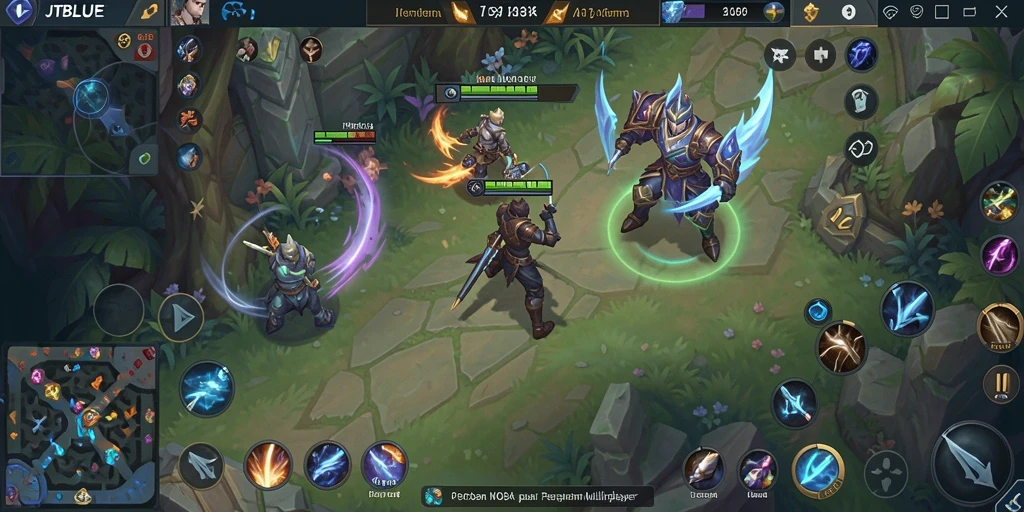 Tampilan gameplay seru dalam JTBLUE dengan aksi pertarungan sengit.