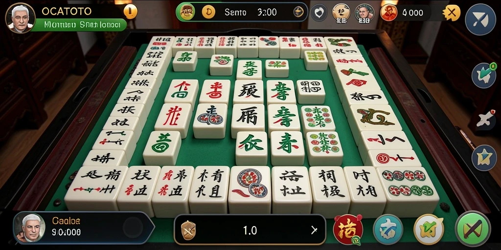 Screenshot OCATOTO menampilkan gameplay Mahjong yang seru dan menantang.