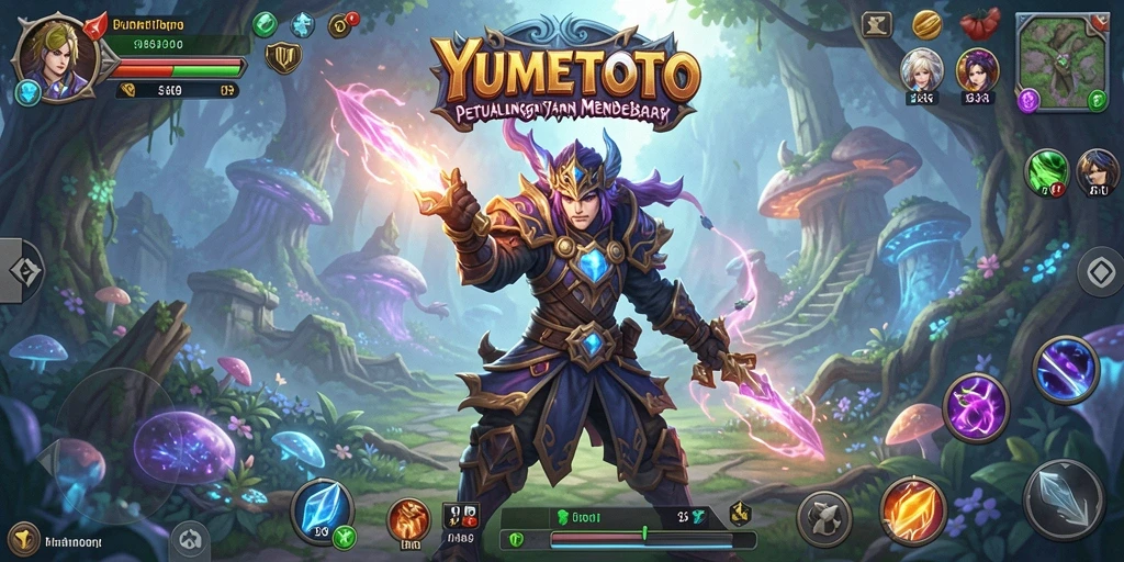 Tangkapan layar dari YUMETOTO menunjukkan pertarungan epik di dunia RPG.